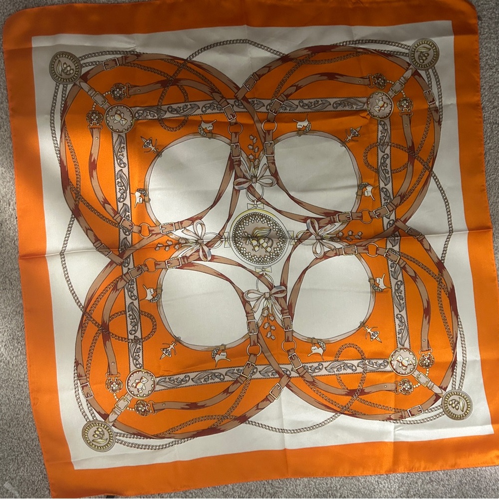 Elegant Orange and White Scarf